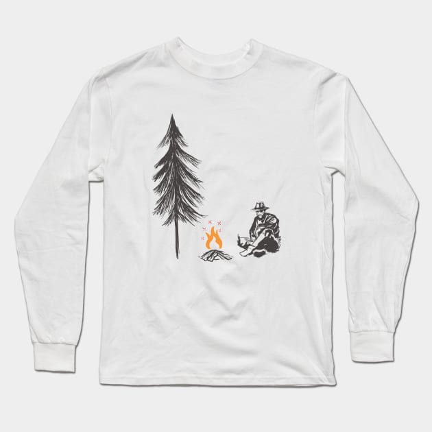 Resting Campfire Long Sleeve T-Shirt by Vertei